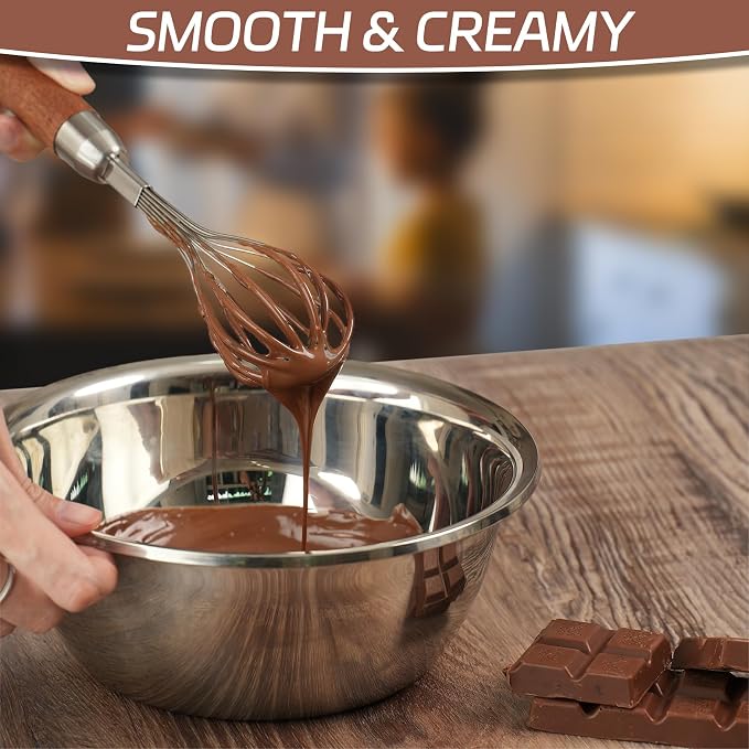 Stainless Steel Wire Whisk, Wooden Handle Kitchen Multi Function Non Stick - Image 4