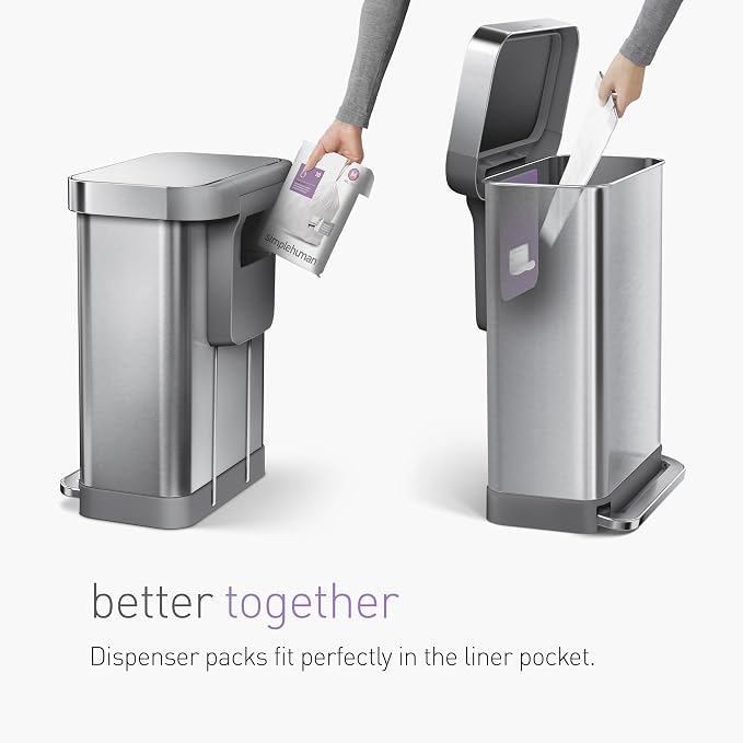 simplehuman Code Q 60 Count, Dispenser Pack Custom Fit Liners, Drawstring Trash - Image 6