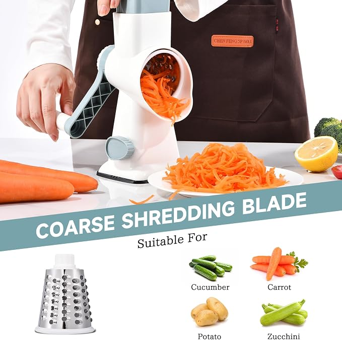 Rotary Cheese Grater with Handle Kitchen Shredder Slicer Grater Slicer Ice - Image 3