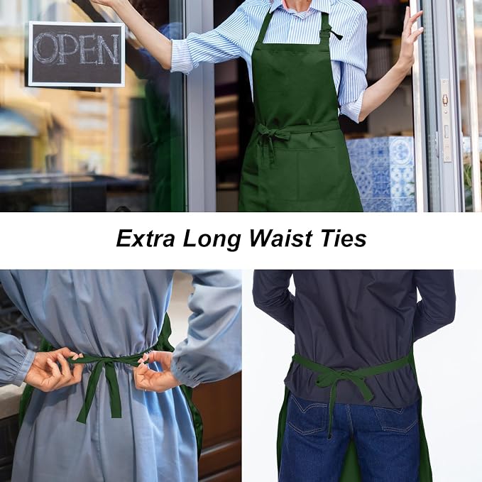 15 Pcs Adult Aprons Bulk with Pockets Adjustable Bib Chef Apron - Image 4