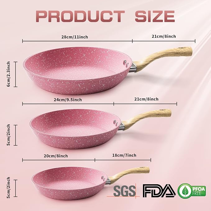 Frying Pan Nonstick Set, Non Stick Fry Pan Set PFOA-Free Omelet Pan, Toxin-Free - Image 2