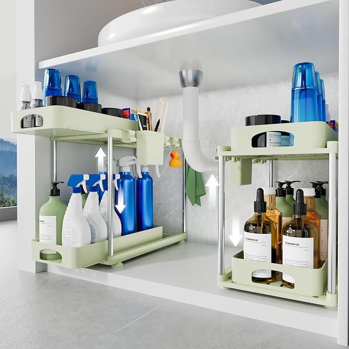 VERIFOST Under Sink Organizer, 2 Pack Under Kitchen Bathroom Cabinet Organizer by VERIFOST