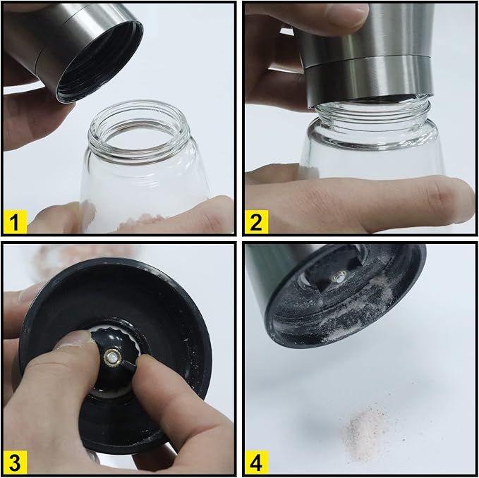 Gulex® Salt and Pepper Grinder Set Pepper Mill, Sea Salt Shaker Refillable - Image 3
