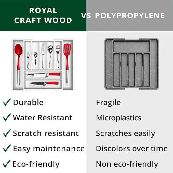 ROYAL CRAFT WOOD Luxury Bamboo Kitchen Drawer Organizer - Image 9