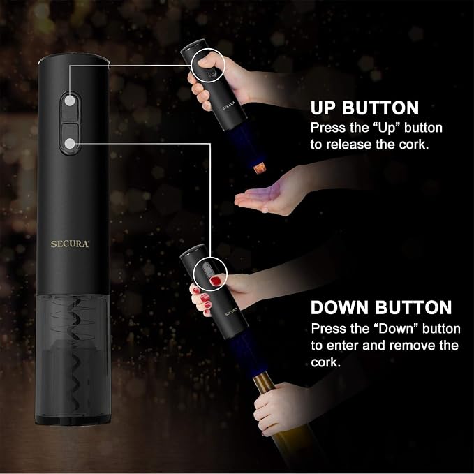 Secura Electric Wine Opener, Automatic Electric Wine Bottle Corkscrew Opener - Image 5