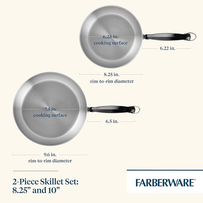 Farberware Classic Stainless Steel Frying Pan Set / Fry Pan Set / Stainless - Image 3