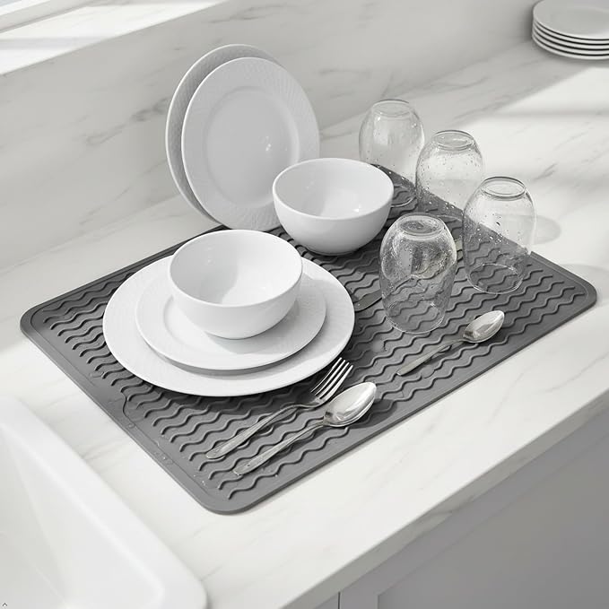 Silicone Drying Mat 16 × 12 – Dark Gray Non-Slip Sink Mat - Image 3