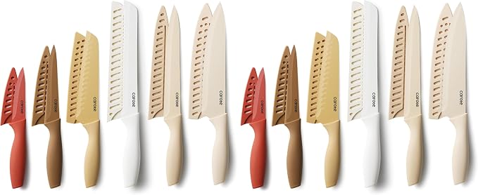 CAROTE Knife Set, 12 Pieces Kitchen Knife Set, 6 Stainless Steel Knives by CAROTE