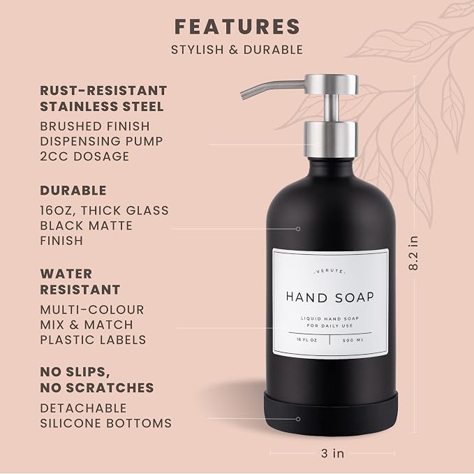 Hand and Dish Soap Dispenser for Kitchen and Bathroom, Stainless Steel Pumps - Image 6