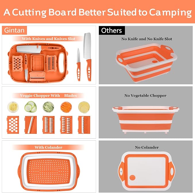 Gintan Camping Cutting Board, 9-in-1 Collapsible Chopping Board - Image 3