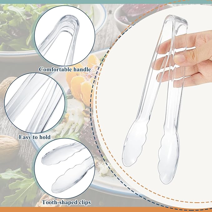 Tessco for you 100 Pcs Plastic Tongs for Serving Bulk, 9 Inch Plastic - Image 3