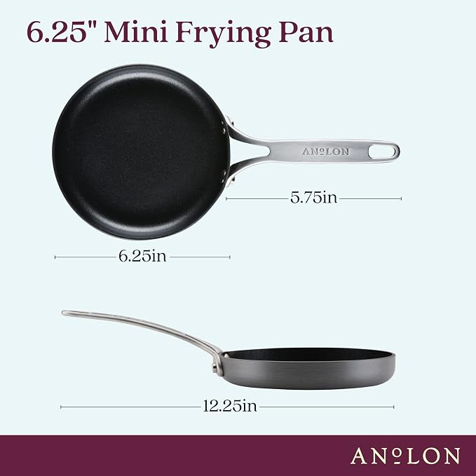 Anolon Hard Anodized Nonstick Mini Skillet/Frying/Egg Pan, Stainless Steel - Image 2