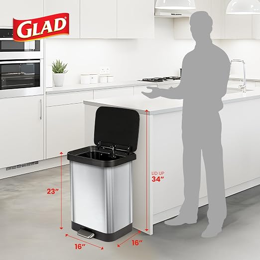 Glad GLD-74506 Stainless Steel Step Trash Can - Image 2