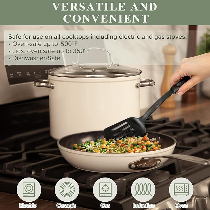 Nuwave Healthy Duralon Blue Ceramic Nonstick Cookware Set, Diamond Infused - Image 3