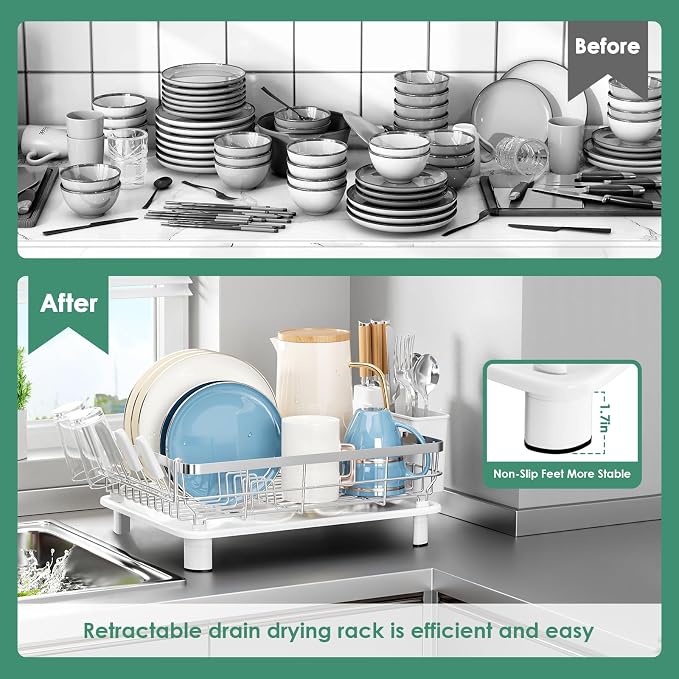 MOUKABAL Dish Drying Rack, Dish Rack, Stainless Steel Dish Racks - Image 2