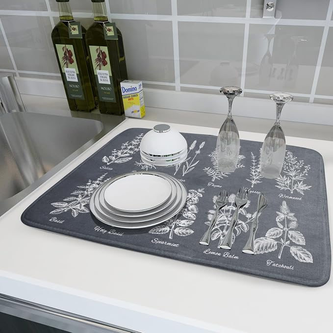 Flower Herbs Dish Drying Mat Wild Plant Dish Rack Mat - Image 6