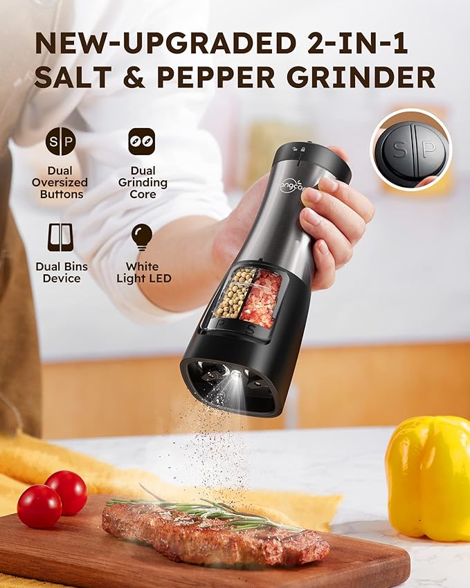 Sangcon Electric Salt and Pepper Grinder Set Shaker 2 IN 1 - Image 2