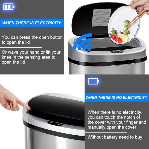 Dkeli Kitchen Trash Can for Bathroom Bedroom Home Office Automatic Touch Free - Image 3