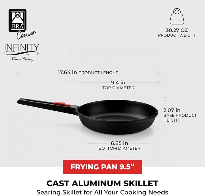 BRA COOKWARE Infinity Nonstick Frying Pan | 9.5-Inch Cast Aluminum Skillet | - Image 3
