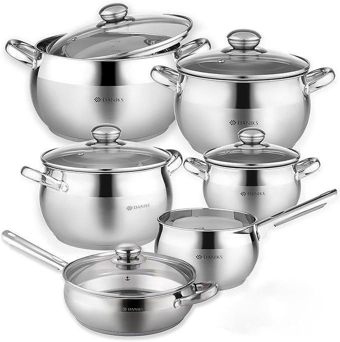 Daniks Classic 11-Piece Stainless Steel Cookware Set by Daniks