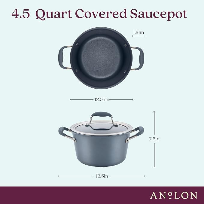 Anolon Advanced Home Hard-Anodized Nonstick Tapered Sauce Pan/Saucepot - Image 2