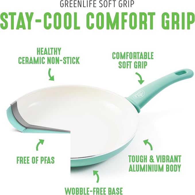 GreenLife Non Stick Fry Pan Set, Non-Toxic PFAS-Free Ceramic Skillets, - Image 4