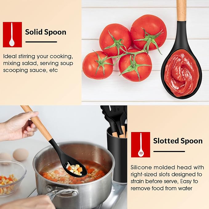 E-far Cooking Utensils Set of 6, Silicone Kitchen Utensils - Image 7