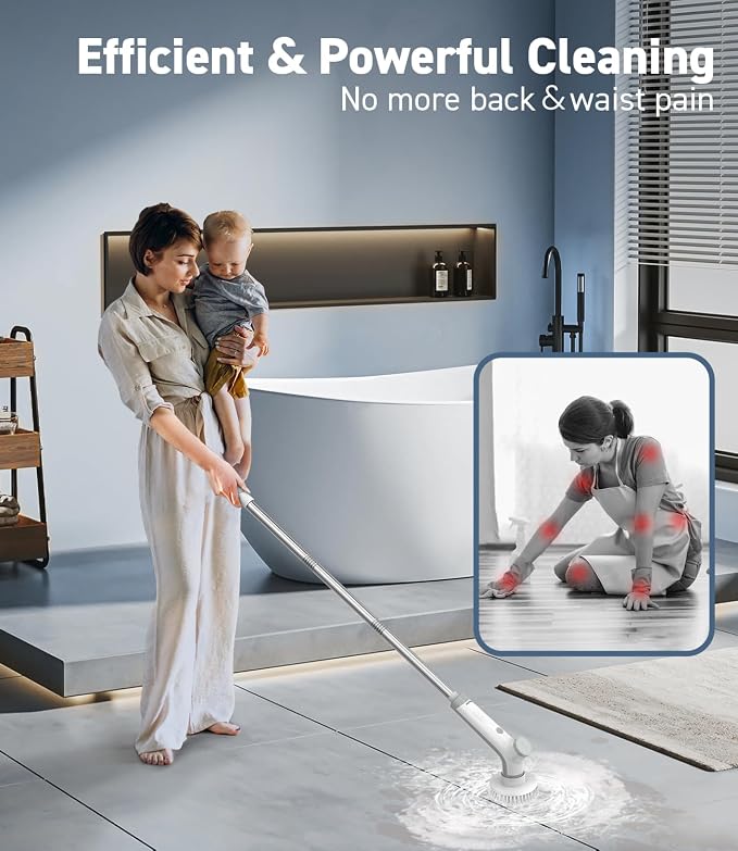 Electric Spin Scrubber, VEWIOR Cordless Shower Scrubber - Image 7
