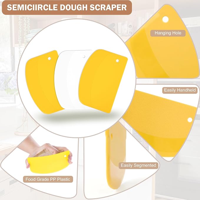 5 Pcs Bench Scraper, Bench Scraper Kitchen 2 Pcs Stainless Steel Dough Scraper - Image 4