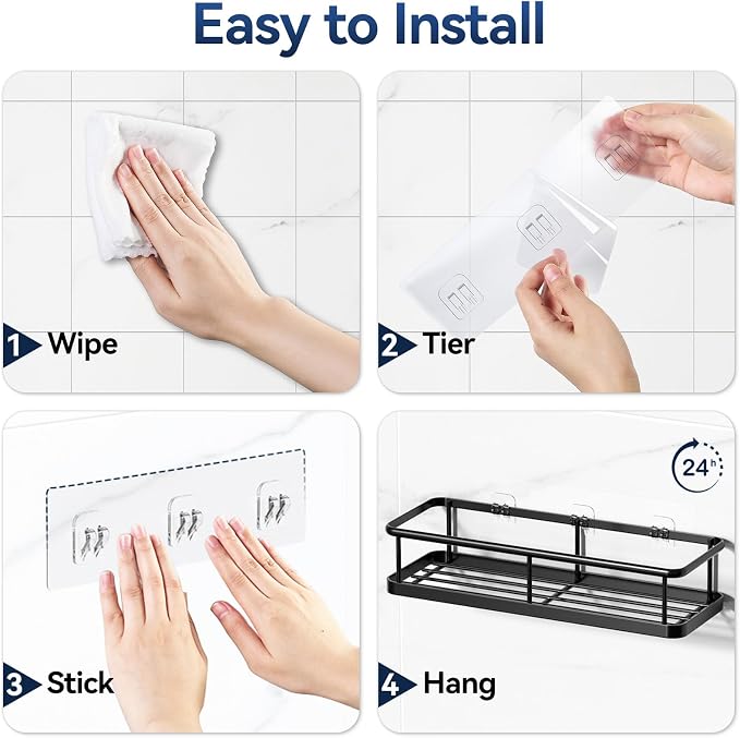 YASONIC Shower Caddy Adhesive, Rustproof Shower Shelves - Image 8