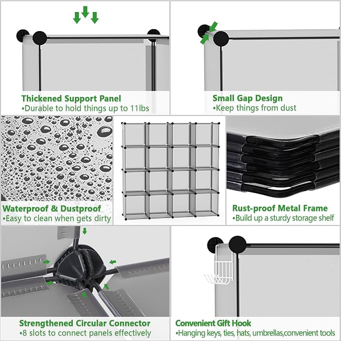 C&AHOME Plastic 16-Cube Grey UPCS16G - Image 7