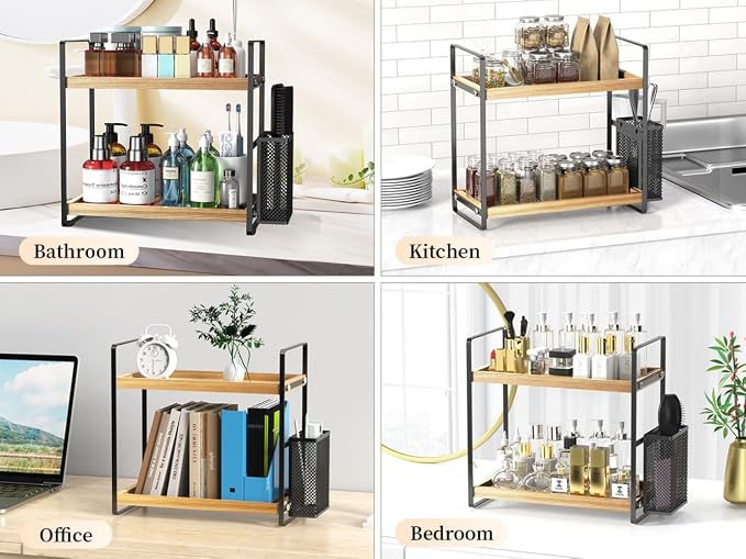 LEMIKKLE 2-Tier Wood Bathroom Counter Organizer - Image 6