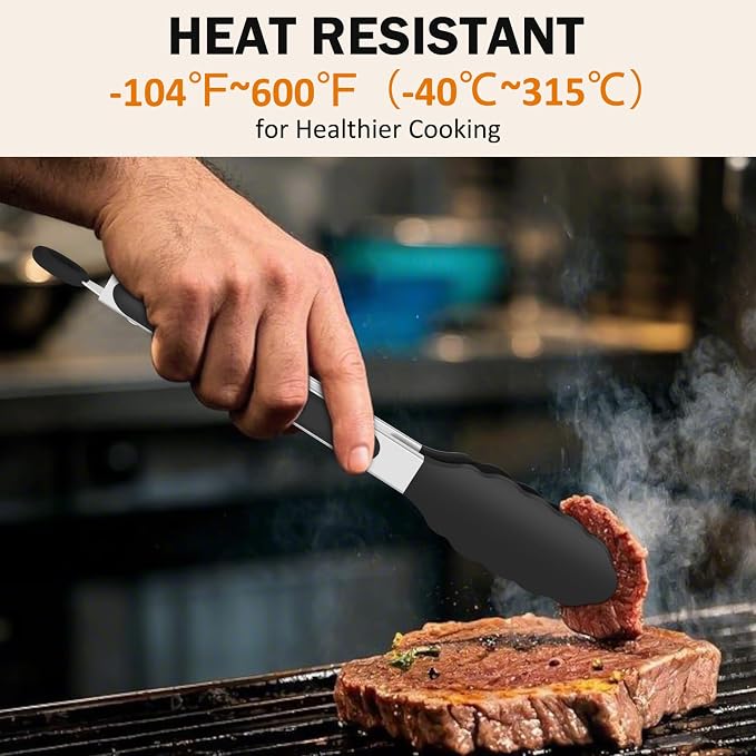 Tongs for Cooking, 600ºF High Heat-Resistant Stainless Steel Kitchen Tongs - Image 2