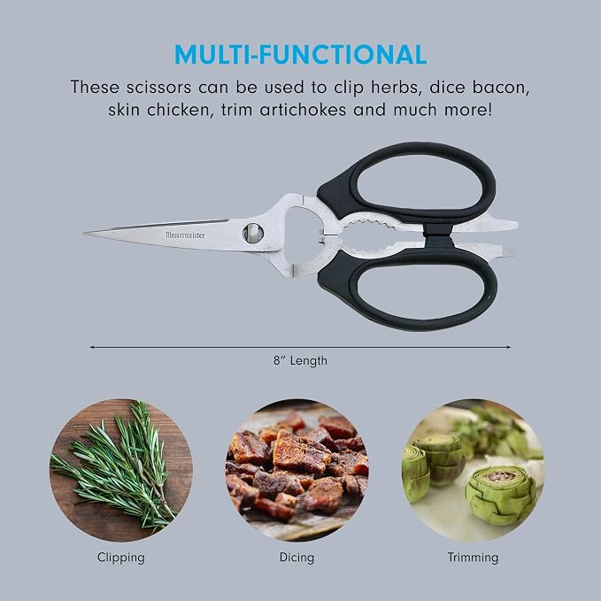 Messermeister 8-Inch Take-Apart Kitchen Scissors, Nut Cracker, Jar Lid - Image 3