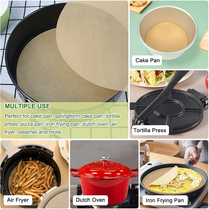 BOYAN Parchment Paper Rounds, Non Stick 8 Inch Parchment Paper Sheet - Image 5