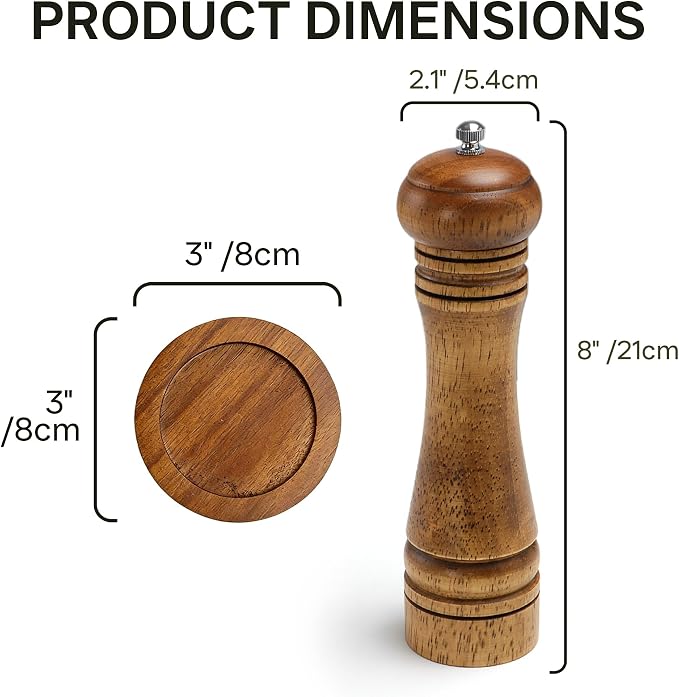 Wood Salt and Pepper Grinder, Salt Grinder and Pepper Mill, Oak Wood Shakers - Image 5