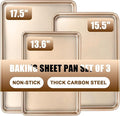 Baking Sheet Pan Set of 3, Commercial Cookie Sheets by Deedro