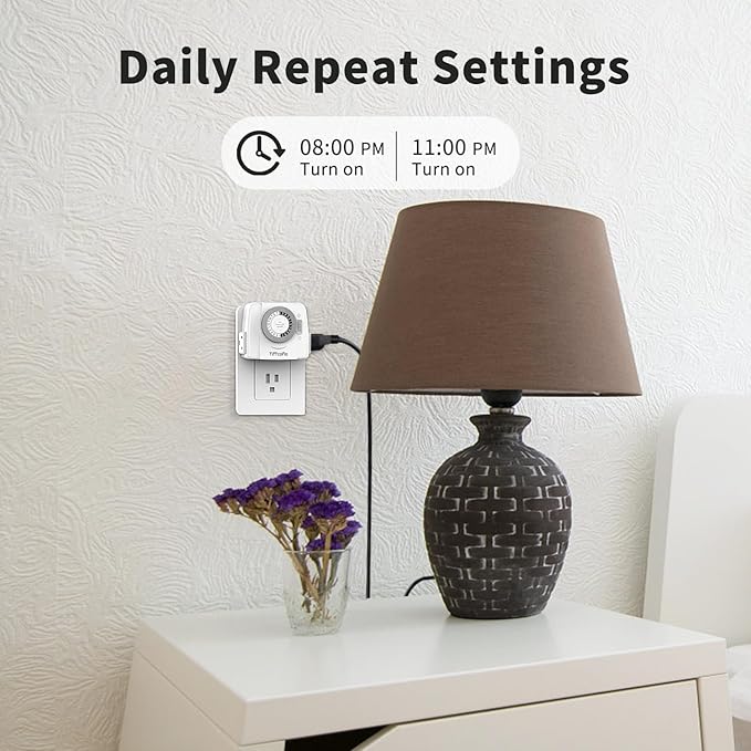 TiFFCOFiO Indoor Mechanical Outlet Timer, 3 Prong Timers - Image 4
