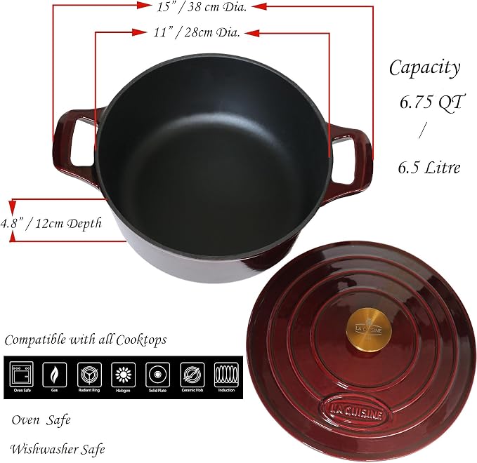 La Cuisine Enameled Cast Iron Dutch Oven Casserole Pot - Image 6