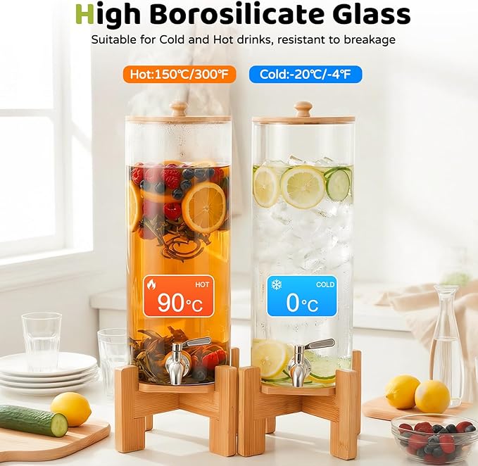 MOBYKE 2 PCS 1.6 Gallon Drink dispenser, Large Water Glass Beverage Dispenser - Image 6