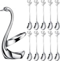 AnSaw Silver Small Coffee Spoon Holder Set, Swan Base by AnSaw