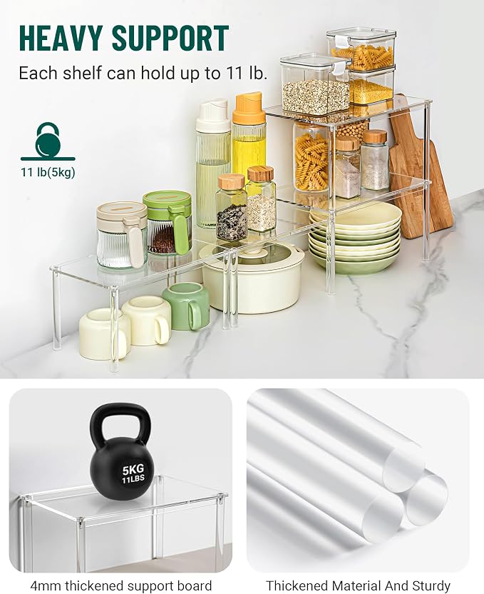 Bobomoment Acrylic Cabinet Organizer, Desk Countertop Shelf Organizer, Pantry - Image 5