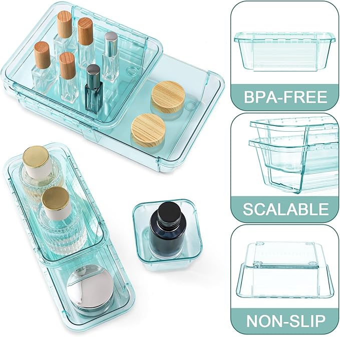 20 Pcs Clear Drawer Organizer, Adjustable Drawer Storage Box, 3-Size Desk - Image 3