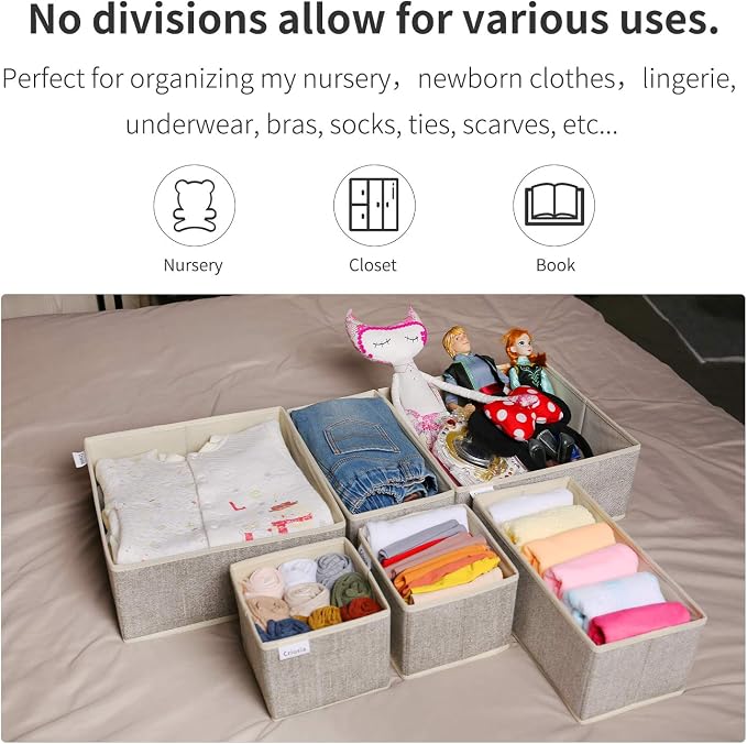 Criusia Underwear Drawer Organizer, 6 Set Foldable Underwear Drawer Organizer - Image 8