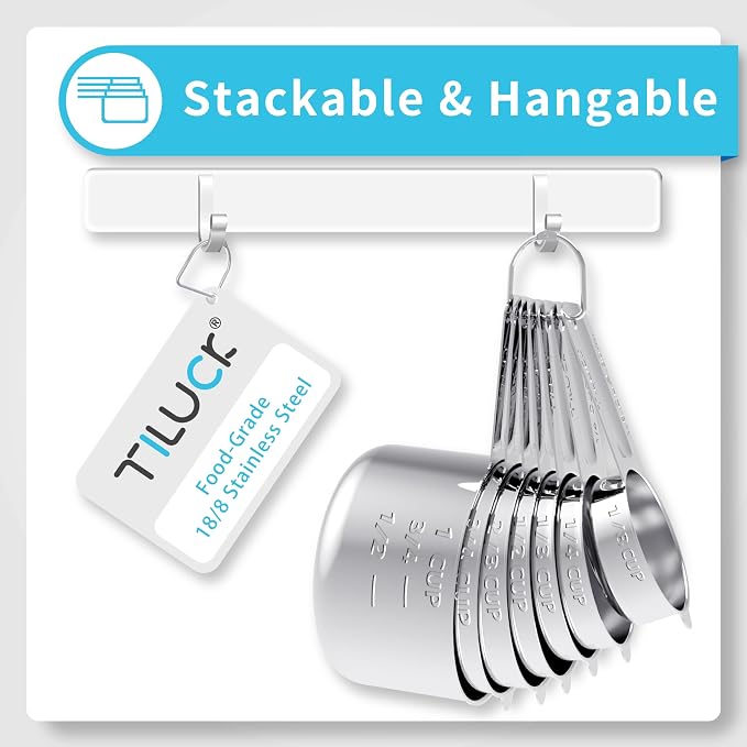 TILUCK Stainless Steel Measuring Cups Set, Kitchen Gadgets - Image 3
