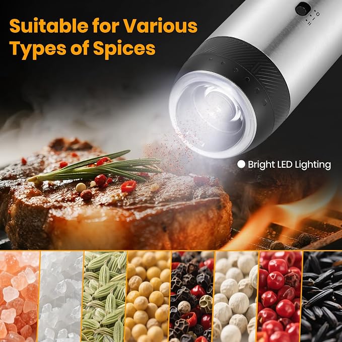 Rechargeable Gravity Electric Salt Grinder Set - Image 7