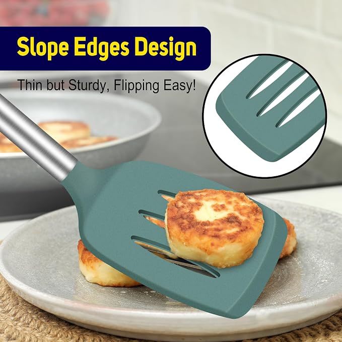 HOTEC Silicone Spatula Set of 2 Heat-Resistant 600F & BPA-Free Kitchen Spatula - Image 5