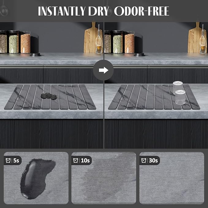 2 PCS Large Stone Dish Drying Mat - Image 2