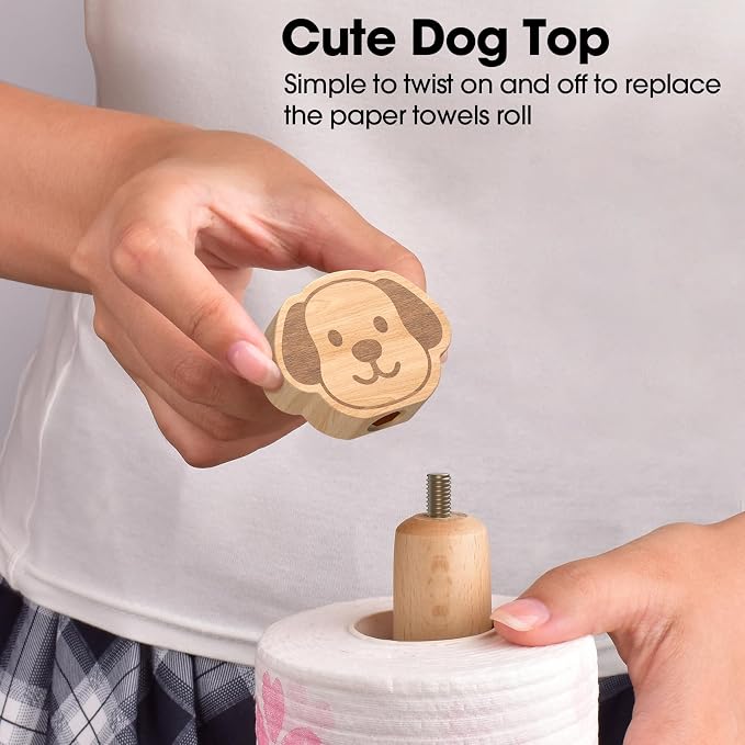 KitchLife Cute Wooden Paper Towel Holder Countertop - Image 4