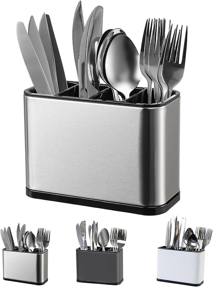 LIBODOUR Utensil Holder, Stainless Steel Caddy Counter, Spoon holder, 4 by ModernandFarmhouseUtensilHolder